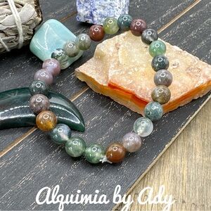 Amber and Indian agate gemstone Amber statement gold earrings